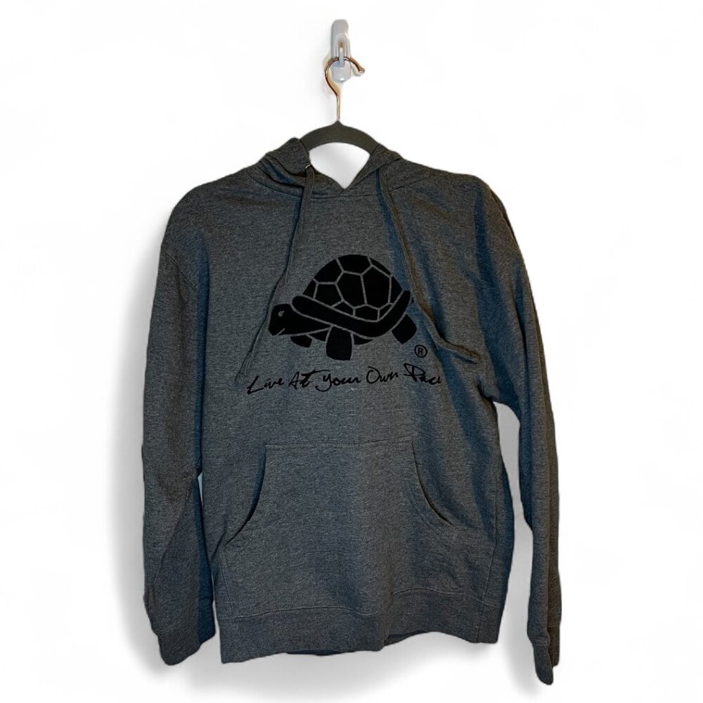 Live at Your Own Pace (LAYOP) Dark Gray Sweatshirt with Turtle and Text Size M